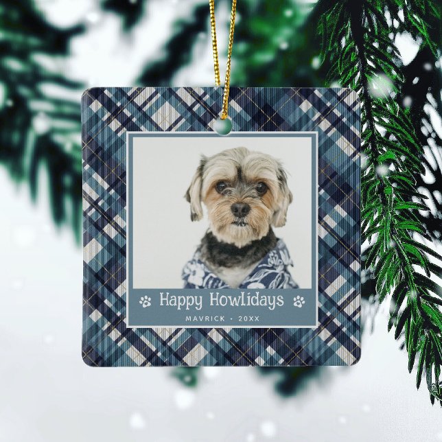 Adorno De Cerámica Felices Navidades de Howlidays Plaid Dod Photo (Subido por el creador)