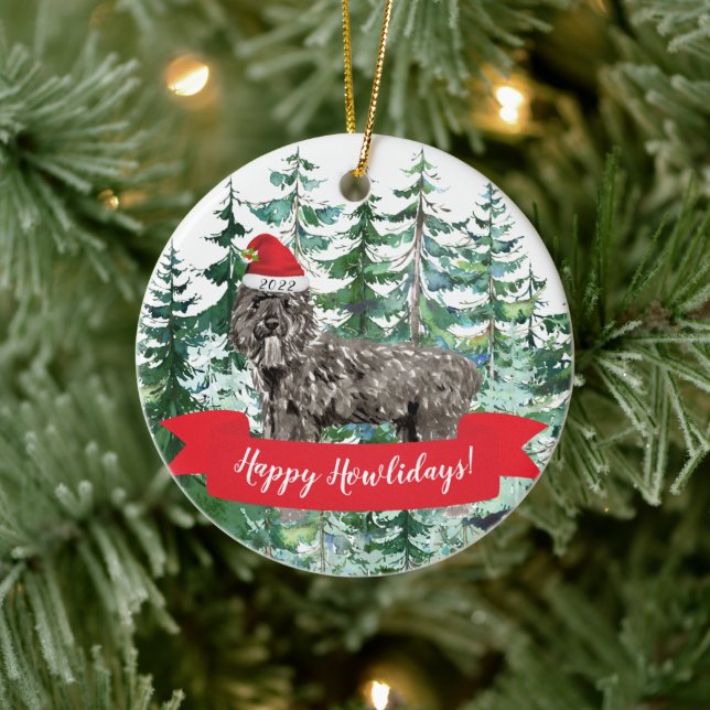 Adorno De Cerámica Felices Navidades Perros de Howlidays Bouvier des  (Árbol)