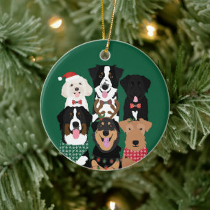 Adorno De Cerámica Felices Pawlidays Cute Navidades Perros