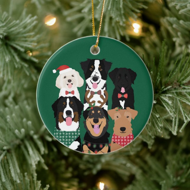 Adorno De Cerámica Felices Pawlidays Cute Navidades Perros (Árbol)