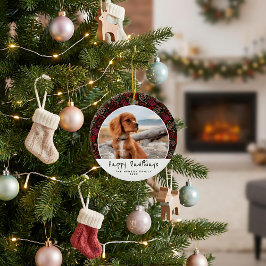 Adorno De Cerámica Felices Pawlidays Mascota de Perros Foto Navidades