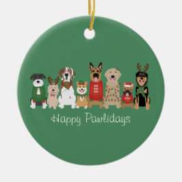 Adorno De Cerámica Felices Pawlidays Perros Red Green