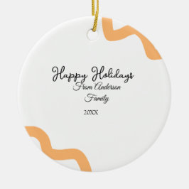 Adorno De Cerámica Felices vacaciones naranja negro nombre fecha año 