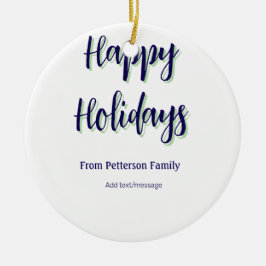 Adorno De Cerámica Felices vacaciones Navidades verdes azules y moder