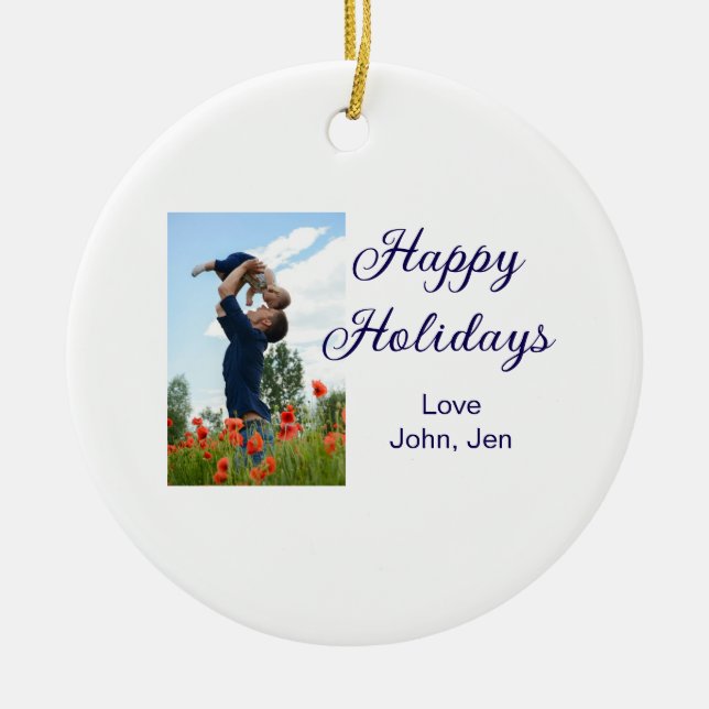 Adorno De Cerámica Felices vacaciones padre hijo Navidades regalos fa (Frente)