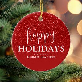 Adorno De Cerámica Felices vacaciones Purpurina Rojo Negocios moderno