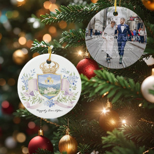 Adorno De Cerámica Felicices para Siempre   Primer Navidad Casados Cr