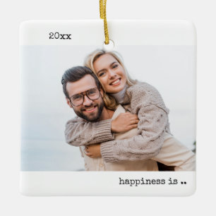 Adorno De Cerámica Felicidad de dos fotos es estar casado Minimalista