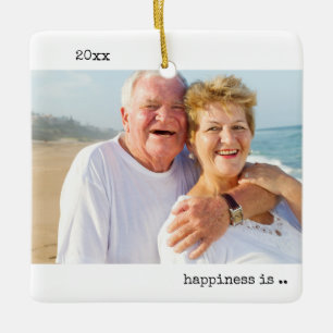 Adorno De Cerámica Felicidad de Dos Fotos es Estar Juntos Minimalista