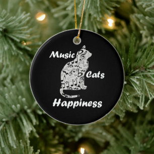 Adorno De Cerámica Felicidad de Gatos Musicales - Cita de Amante de M