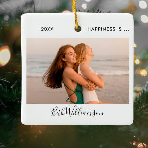 Adorno De Cerámica Felicidad es 2 amigo de la foto firma Script