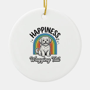 Adorno De Cerámica Felicidad Es un Diseño de Amante de Perros con Col