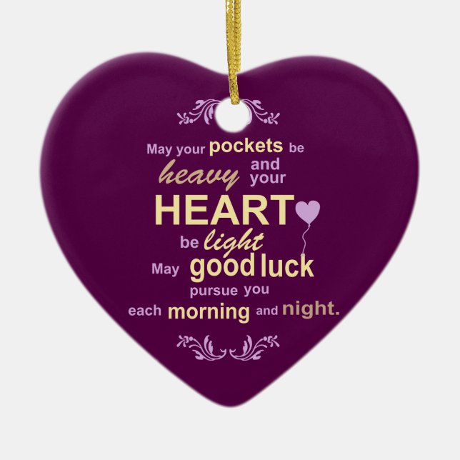 Adorno De Cerámica Felicidad irlandesa de la abundancia y bendición (Frente)