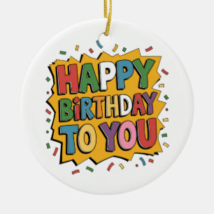 Adorno De Cerámica Felicidades Comic Burst