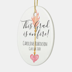 Adorno De Cerámica Felicitaciones Grad Elegant Modern Pink Heart Arro