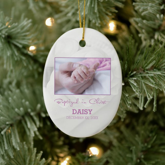 Adorno De Cerámica Felicitaciones por bautismo chica a bebé personali (Árbol)