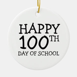 Adorno De Cerámica Feliz 100.º Día De Escuela Navidad