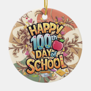 Adorno De Cerámica Feliz 100 días de maestro escolar