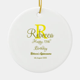 Adorno De Cerámica Feliz 15º cumpleaños Moder de adición de nombre am