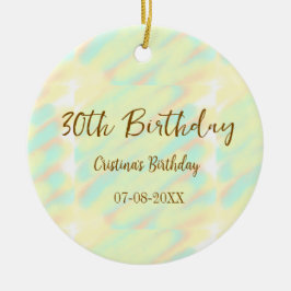 Adorno De Cerámica Feliz 30 cumpleaños naranja amarillo acuarela