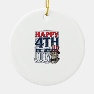 Adorno De Cerámica Feliz 4 de julio Diseño de camiseta patriótica vin