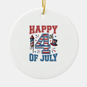Adorno De Cerámica Feliz 4 de julio Diseño vectorial vintage patrióti