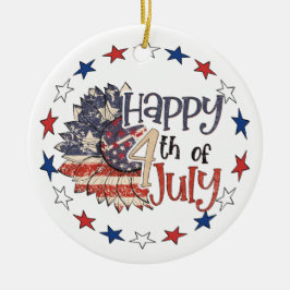 Adorno De Cerámica Feliz 4 De Julio Foto Personalizada