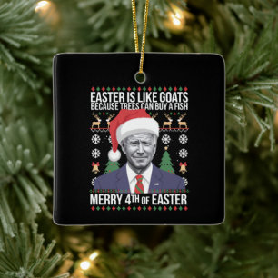 Adorno De Cerámica Feliz 4 De Pascua, Funny Navidades Biden Feo