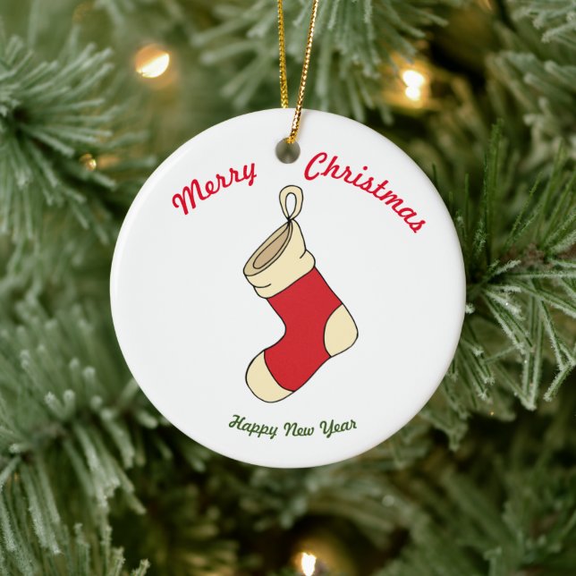 Adorno De Cerámica Feliz Año Nuevo (Árbol)