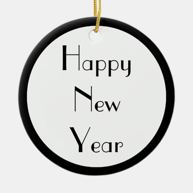 Adorno De Cerámica Feliz Año Nuevo (Frente)