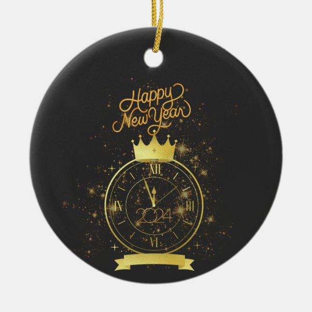 Adorno De Cerámica Feliz Año Nuevo 2024 (Frente)