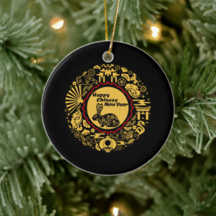 Adorno De Cerámica Feliz Año Nuevo Chino del Conejo