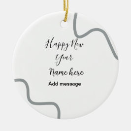 Adorno De Cerámica Feliz año nuevo mensaje nombre gris simple festivo
