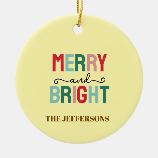 Adorno De Cerámica Feliz año nuevo Navidad feliz familia (Frente)