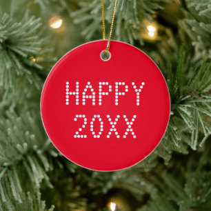 Adorno De Cerámica Feliz Año Nuevo personalizado blanco rojo Navidade