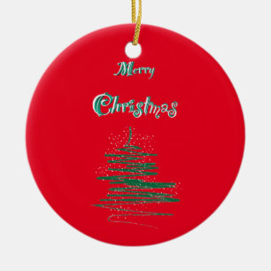 Adorno De Cerámica Feliz árbol de Navidad Snowflakes