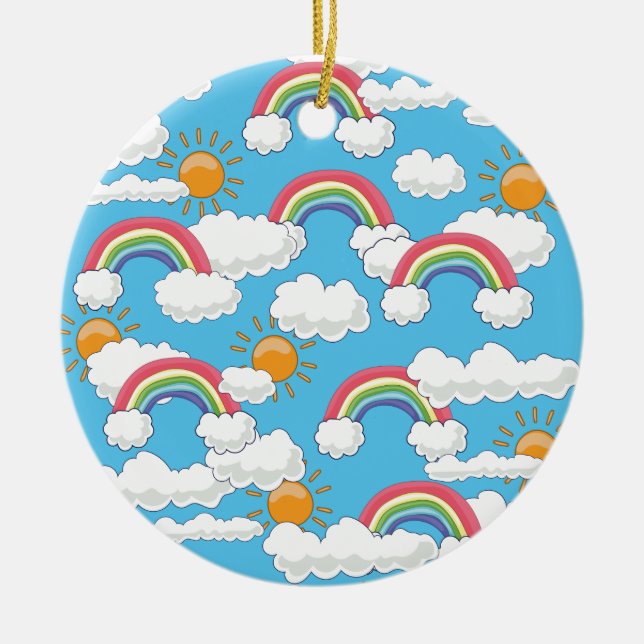 Adorno De Cerámica Feliz arcoiris (Frente)