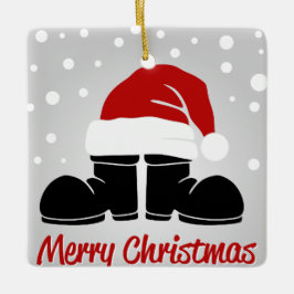 Adorno De Cerámica Feliz arranque navideño y Gorra