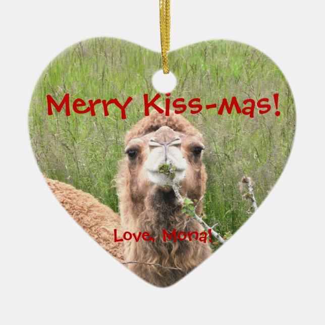 Adorno De Cerámica ¡Feliz Beso-mas!  ¡Amor, Mona! (Frente)