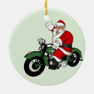 Adorno De Cerámica Feliz Biker de Santa Claus