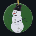 Adorno De Cerámica Feliz Bowlidays Snowman<br><div class="desc">Happy Bowlidays Snowman es demasiado lindo y será amado por todos los jugadores. Este diseño será un éxito en la bolera.</div>