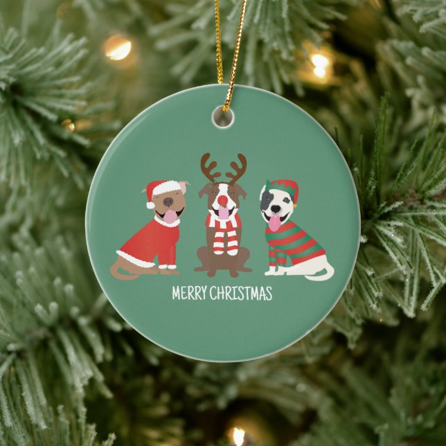 Adorno De Cerámica Feliz Bulldog navideño (Árbol)