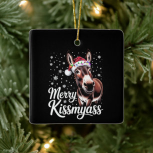 Adorno De Cerámica Feliz burro besamano sarcástico Navidades Pijama d