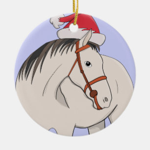 Adorno De Cerámica Feliz caballo navideño