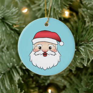 Adorno De Cerámica Feliz Cabeza de Papá Noel de Dibujos Animados Sobr