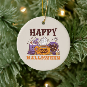 Adorno De Cerámica Feliz café de Halloween Brew