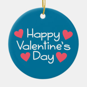 Adorno De Cerámica Feliz caligrafía del Día de San Valentín   Ornamen
