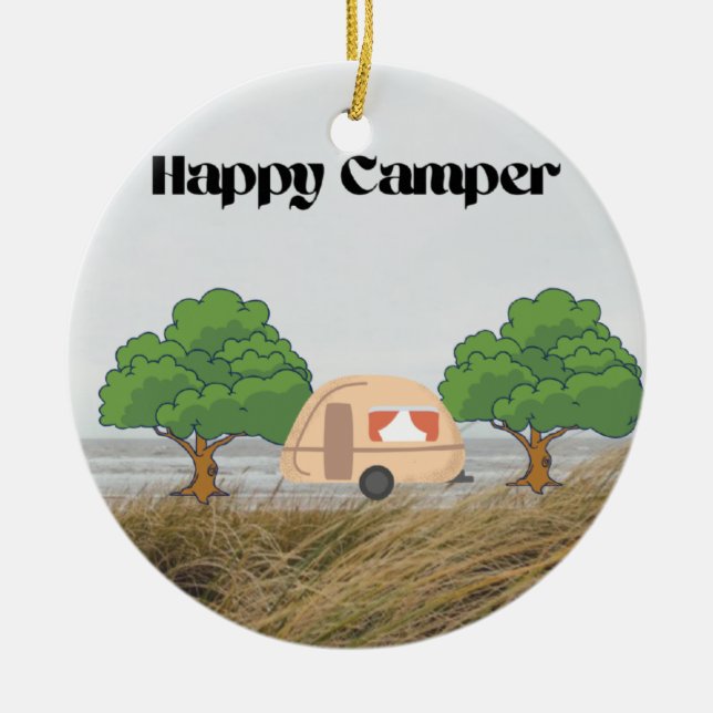 Adorno De Cerámica Feliz Camper (Frente)