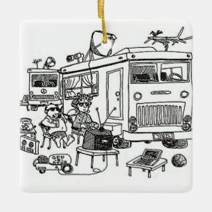 ADORNO DE CERÁMICA **FELIZ CAMPER*** ORNAMIENTO DE NAVIDAD