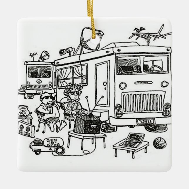 ADORNO DE CERÁMICA **FELIZ CAMPER*** ORNAMIENTO DE NAVIDAD (Anverso)
